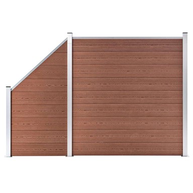 Set WPC ograda 1 kvadratna + 1 kosa 273 x 186 cm, smeđa