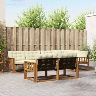 Set vanjskih sofa, 7 kom, s jastucima, prirodna i krem