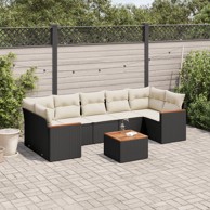 8-dijelni set vrtnih sofa od poliratana s jastucima crni