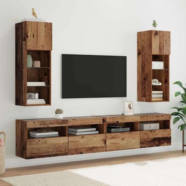 Zidni TV ormari, zidne izvedbe, 2 kom, 30.5 x 30 x 90 cm, staro drvo