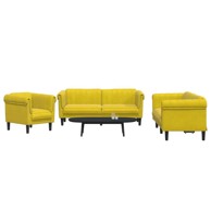 3-dijelni set sofa s jastucima žuti baršunast, žuta 1-sjedalo + dvosjed + trosjed