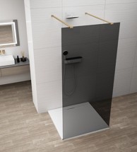 POLYSAN ESCA Tuš pregrada, walk-in, 1400 mm, dimljeno staklo, zlatna mat