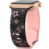 GS Silikonska narukvica s cvjetnim uzorkom za Apple Watch Series 1–11/SE, 38/40/41/42 mm, crno-ružičasta