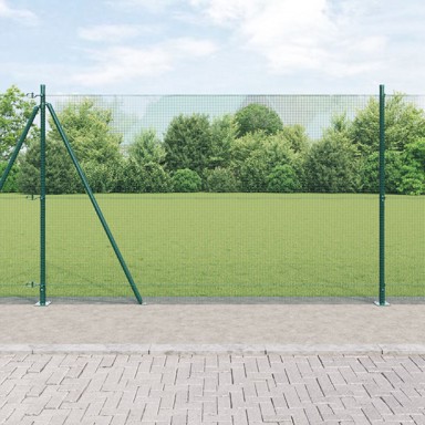 Zavarena žičana ograda s 13 flanged stupovima, zelena, 1.5x50 m, čelik