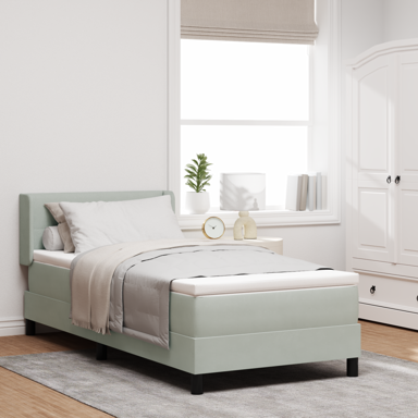 Box Spring krevet s madracem, svjetlosivi, 90x190 cm, baršun
