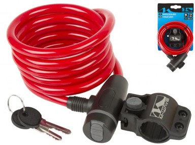 M-WAVE Lokot sajla spiralni ključ 1800X10 mm, crveni