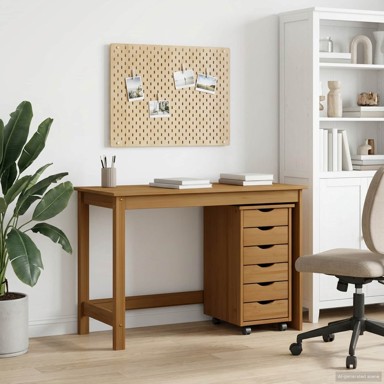MOSS Set stola i pokretnog ormara, 2 pcs, medeno smeđa
