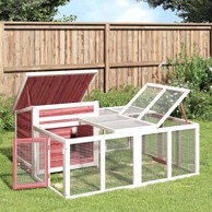 Kavez za zečeve, boja kave, masivna borovina, 144×123×67.5 cm