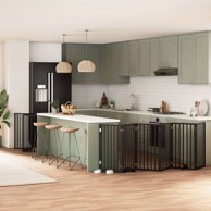 Vrata za pse s vratašcima 9 panela sklopiva 450 cm drvo topole 50 x 90 x 2 cm, crna