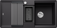 BLANCO Sudoper Adira 6 S-F InFino Silgranit sklopiva rešetka + kadica, s dalj.upr. - crni