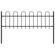 Vrtna ograda s ukrasnim lukovima čelična 1,7 m crna