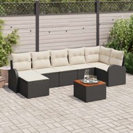 Set od 8 komada vrtnih sofa s jastučićima, poliratan akacija, crna