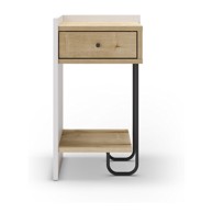 MARCKERIC Bijeli/u prirodnoj boji noćni ormarić u dekoru hrasta s policama Mercure