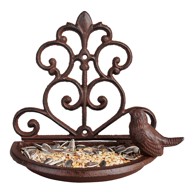 ESSCHERT DESIGN Hranilica za ptice od lijevanog željeza, polukružna, s pticom, širina 18,3 cm