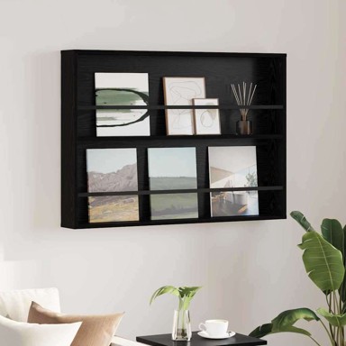 Polica za časopise s policom, zidne 100 x 12 x 70 cm, crni hrast