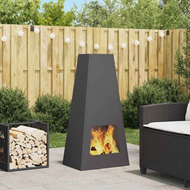 Kamin, 50 x 35 x 100 cm, čelični, crni