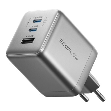 ECOFLOW Punjač Rapid Pro, 100W, 2×USB-C + 1×USB-A, GaN