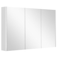 COSTWAY Kupaonski zidni ormarić 90x11x65 cm s 3 ogledala, 3 vrata i 3 podesive police, bijeli