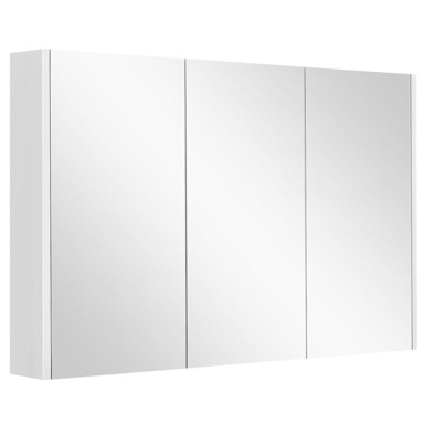 COSTWAY Kupaonski zidni ormarić 90x11x65 cm s 3 ogledala, 3 vrata i 3 podesive police, bijeli