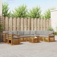 Set sofa, 11 kom, čvrsto drvo akacije, prirodna i svijetlosiva