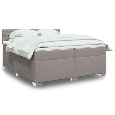 Boxspring krevet s oprugama i madracem 200 x 200 cm tkanina, sivo-smeđa