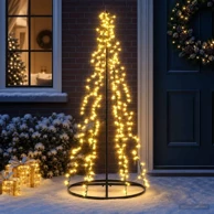 LED božićno drvce od čelika, 165 cm, Ø 70 cm, 540 LED lampica, toplo bijelo svjetlo, crno