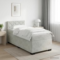 Boxspring krevet s madracem 90 x 200 cm od baršuna, svjetlosivi