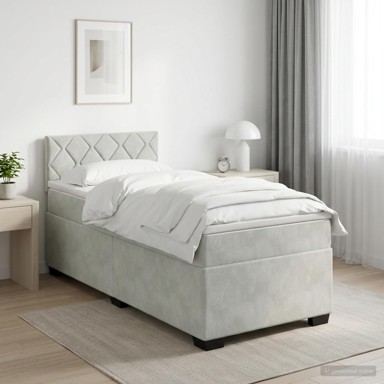 Boxspring krevet s madracem 90 x 200 cm od baršuna, svjetlosivi