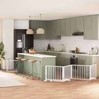 Vrata za pse s vratašcima 8 panela sklopiva 640 cm drvo topole 80 x 60 x 2 cm, bijela