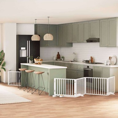 Vrata za pse s vratašcima 8 panela sklopiva 640 cm drvo topole 80 x 60 x 2 cm, bijela