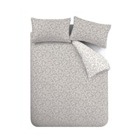 CATHERINE LANSFIELD Posteljina Grace Floral Leaf flanelska za bračni/produženi krevet 230x220 cm siva