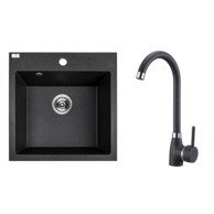 KUCHINOX Granitni sudoper Laveo Alena set s miješalicom i sifonom crni 49x49 cm