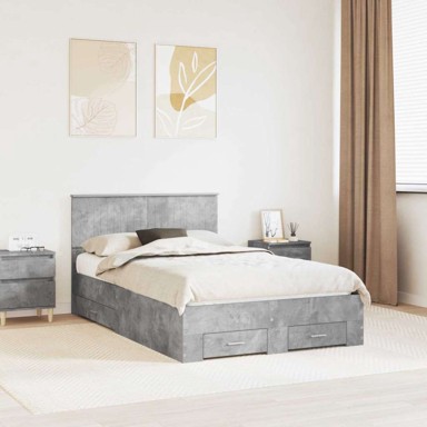 Okvir za krevet s uzglavljem 120x200 cm, betonski sivi