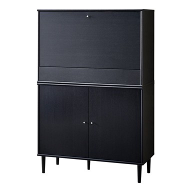 HAMMEL FURNITURE Crna vinska vitrina u dekoru jasena, 89x136 cm Mistral