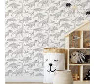 PASTELOWE Tapete, dinosauri, bijele