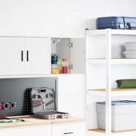 Garažni zidni ormarić, drvo, bijeli