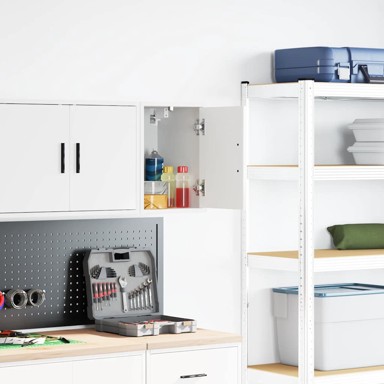 Garažni zidni ormarić, drvo, bijeli