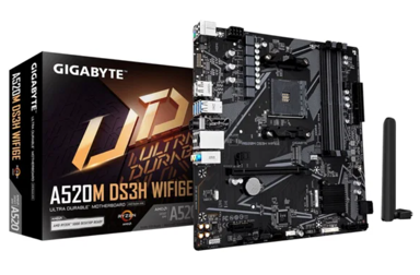 GIGABYTE Matična ploča A520M DS3H WiFi6E, Socket AM4, AMD A520, Micro-ATX, DDR4