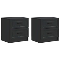 Noćni ormar, 2 kom, 43 x 34,5 x 44,5 cm, konstruirano drvo, crna