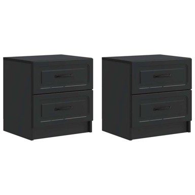 Noćni ormar, 2 kom, 43 x 34,5 x 44,5 cm, konstruirano drvo, crna