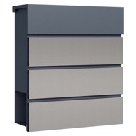 WILTEC Poštanski sandučić, anthracit + inox, s magazinom, meko zatvaranje, V64