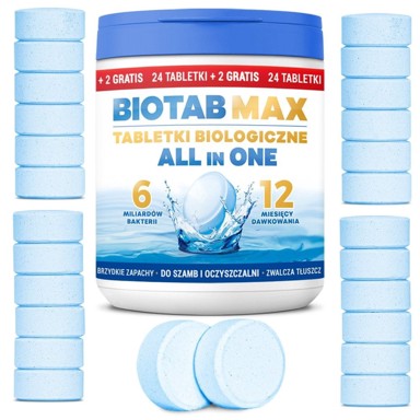 BIOTAB MAX All in One tablete za septičku jamu i pročistač otpadnih voda, 24 + 2 kom.