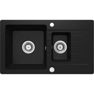 DEANTE Sudoper granitni, 1,5-korito, 76x44 cm, crna