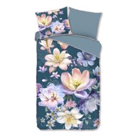 DESCANSO Posteljina Mirery 140x220 cm za krevet za jednu osobu/produženi krevet od pamučnog satena plava