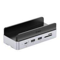 ORICO Priključna stanica MiniDock 10-u-1 za Mac mini, USB-C, HDMI, RJ45, SD/TF, srebrna