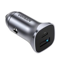 UGREEN Auto punjač, sivi, 30W, USB-C PD, USB-A, sivi