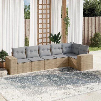 6-dijelni set vrtnih sofa s jastucima bež od poliratana