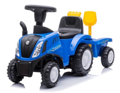 SUNBABY Dječji traktor guralica s prikolicom New Holland, plavi