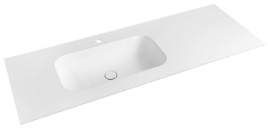 SAPHO TREOS Umivaonik, 132x51 cm, lijeva izvedba, Solid Surface, bijela mat
