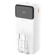 DUDAO Powerbank K15MAX, 30. 000 mAh, USB / USB-C / Lightning + kabeli 22,5W, bijela
